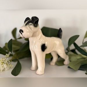 Vintage Large Fox Terrier Figure Porcelain Ceramic Dog Figurine Rare 6.5" tall